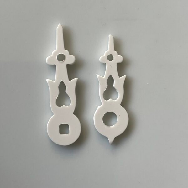 White Plastic Cuckoo Clock Hands – For Regula Movements – 6 Sizes – Square Hole - Image 4