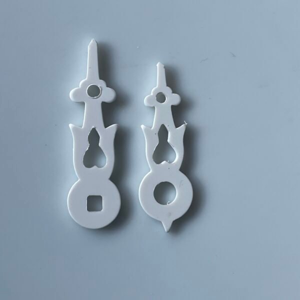 White Plastic Cuckoo Clock Hands – For Regula Movements – 6 Sizes – Square Hole - Image 3
