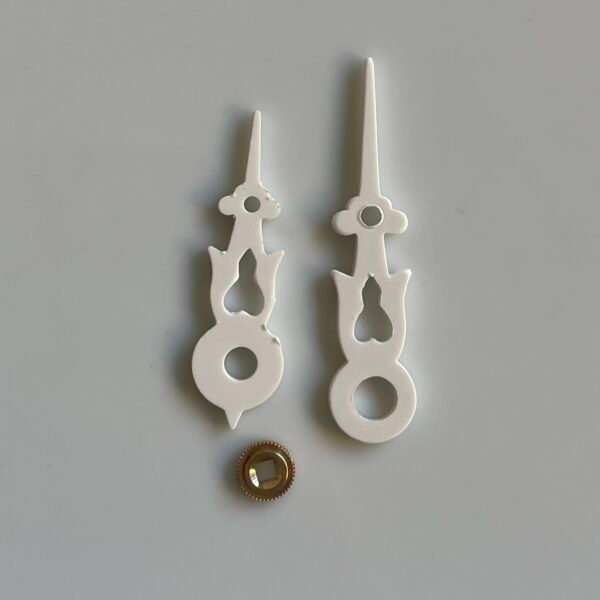 White Cuckoo Clock Hands – 8 Sizes – Round Hole with 2.5mm Bushing – For Regula Movements - Image 5