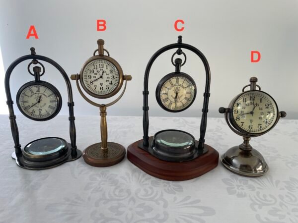 Maritime Compass Antique Style Victoria Desk/Table Clocks, Four Styles