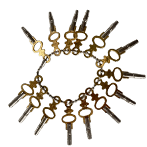 Set of 14 Pieces of Pocket Watch Keys Nos.00-12 With Key Chain