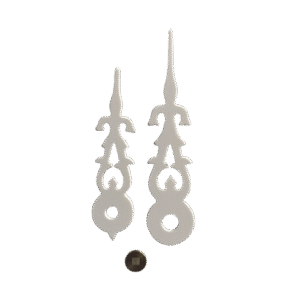 White Cuckoo Clock Hands – 8 Sizes – Round Hole with 2.5mm Bushing – For Regula Movements