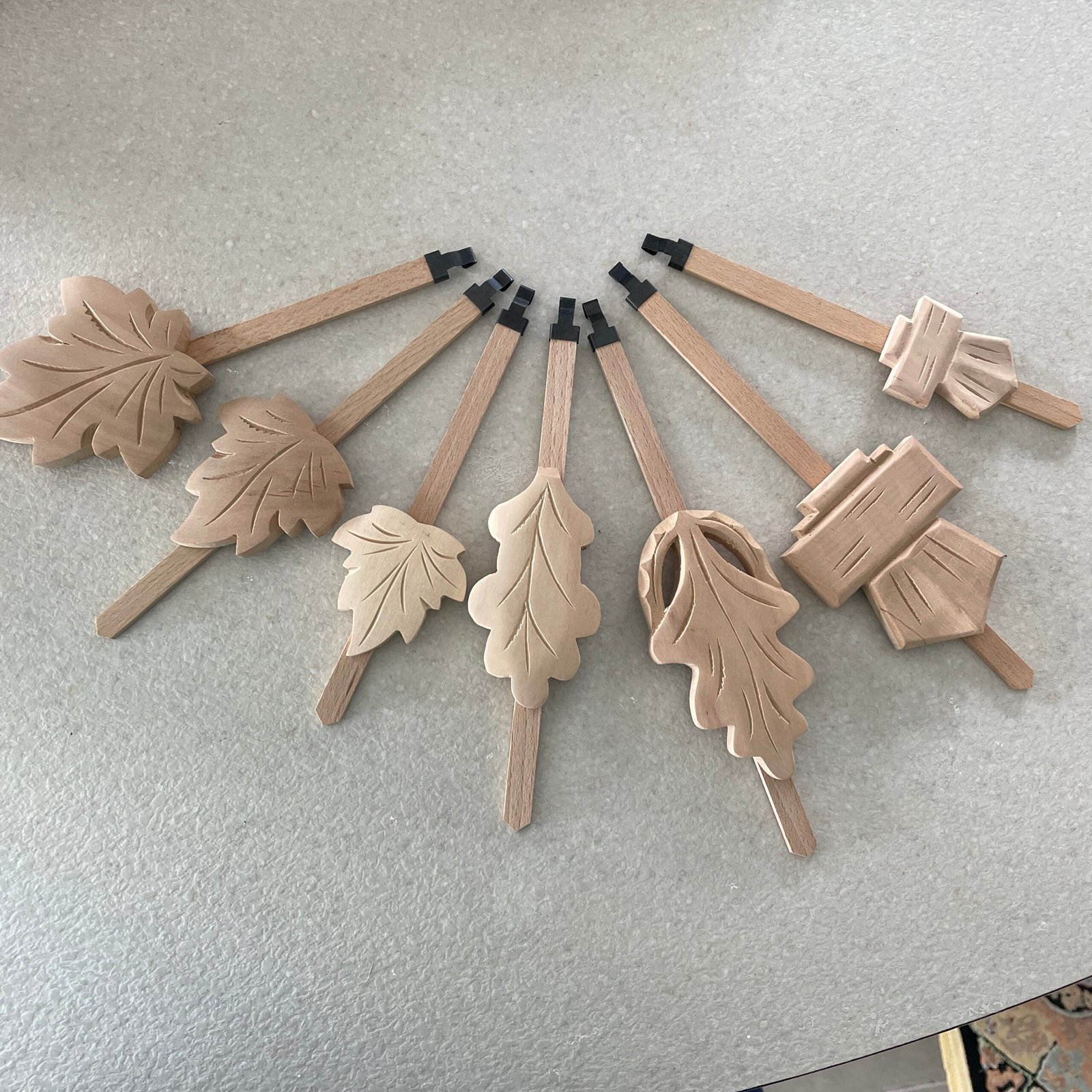 Unfinished Arched Oak Leaf Cuckoo Clock Pendulum 8-3/8″ Stick | Chalet size 2-1/4" X 4" - Image 3