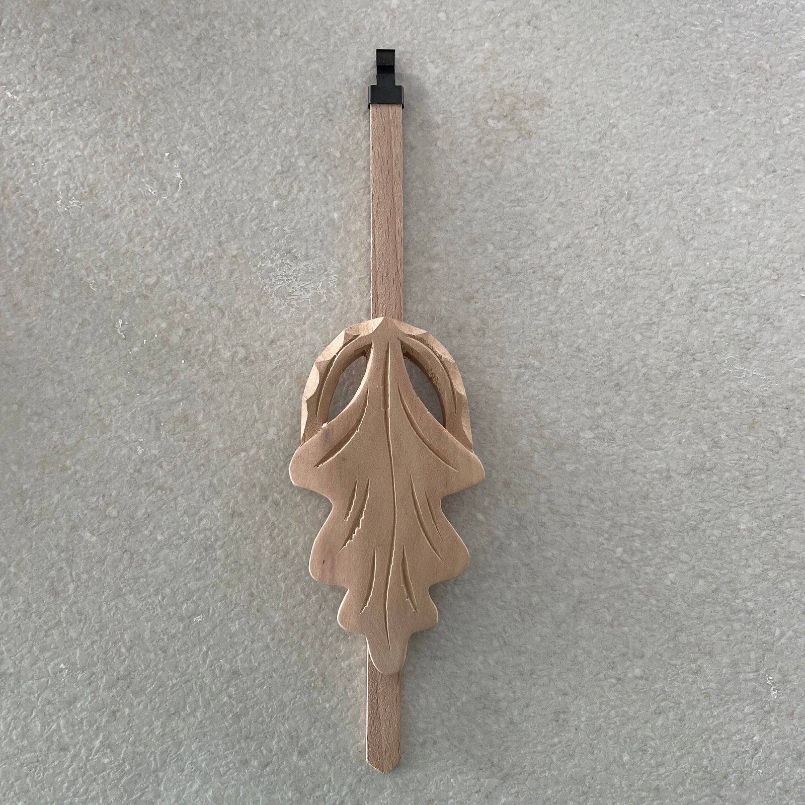 Unfinished Arched Oak Leaf Cuckoo Clock Pendulum 8-3/8″ Stick | Chalet size 2-1/4" X 4" - Image 2