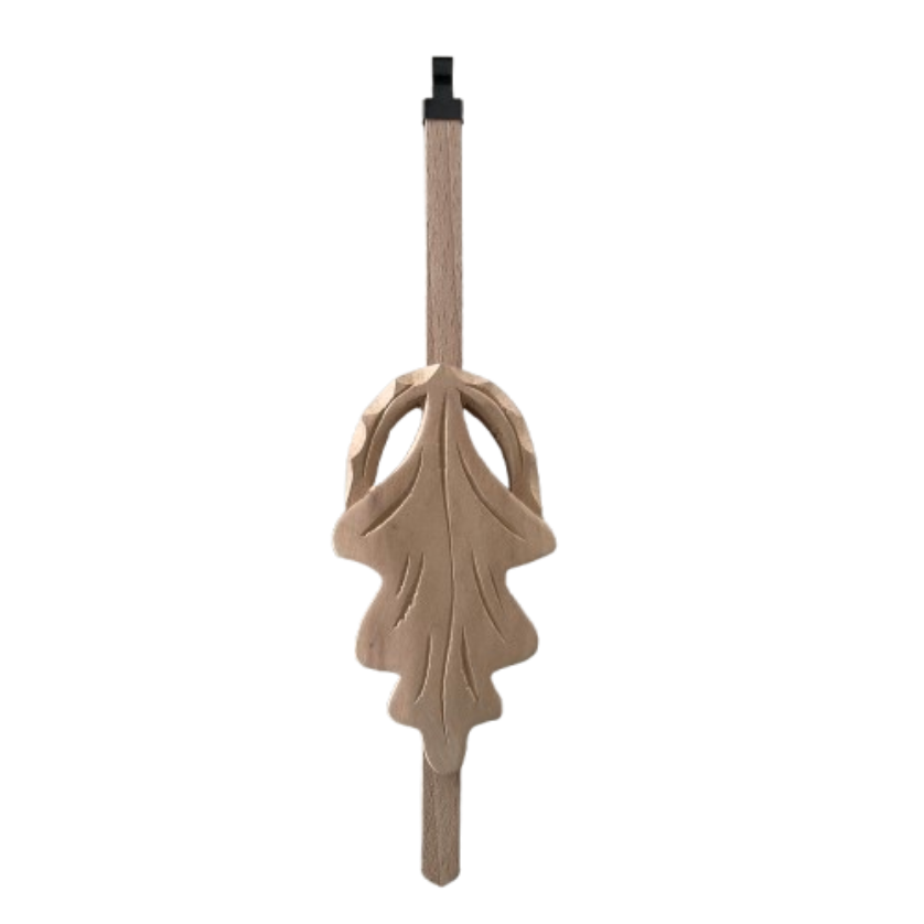 Unfinished Arched Oak Leaf Cuckoo Clock Pendulum 8-3/8″ Stick | Chalet size 2-1/4" X 4"