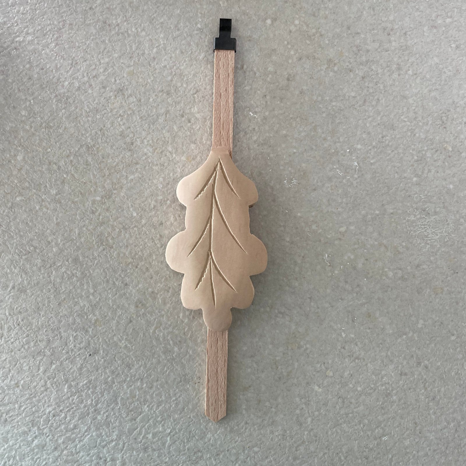 Unfinished Oak Leaf Cuckoo Clock Pendulum 8″ Stick | Chalet size 2" X 3-1/2" - Image 2