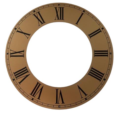 GOLD Clock Dial Chapter Ring – 8.3″ (206 mm) Aluminium – Black Roman Numerals