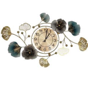 Large Decorative Floral Wall Clock – 82cm Metal Silent Wall Clock