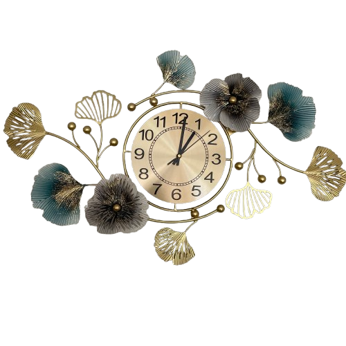 Large Decorative Floral Wall Clock – 82cm Metal Silent Wall Clock