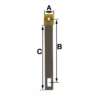 Pendulum clock suspension spring with stamped extension hole and A B C measurement guides